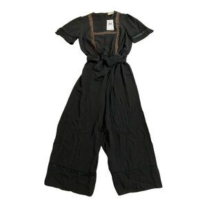 Michael Kors Black Wide Leg Jumpsuit With Tie Womens Size 00 NWT $195 MSRP